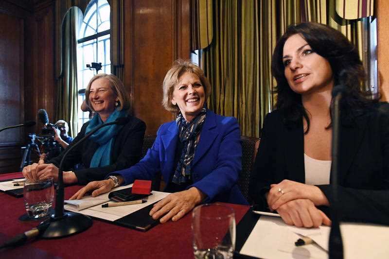 Defecting MPs Sarah Wollaston, Anna Soubry and Heidi Allen announce their departure.