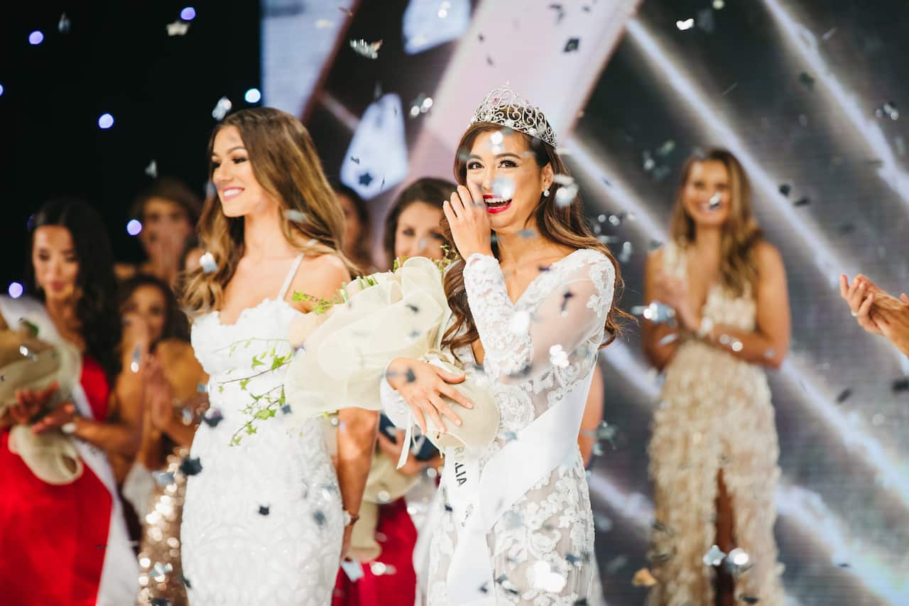 Miss Universe Australia Francesca Hung being crowned.