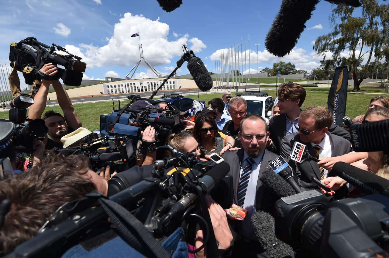 Just a little media interest in Senator Ricky Muir (AAP)