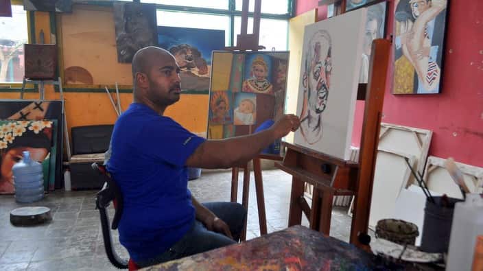 Myuran Sukumaran in his art studio in prison