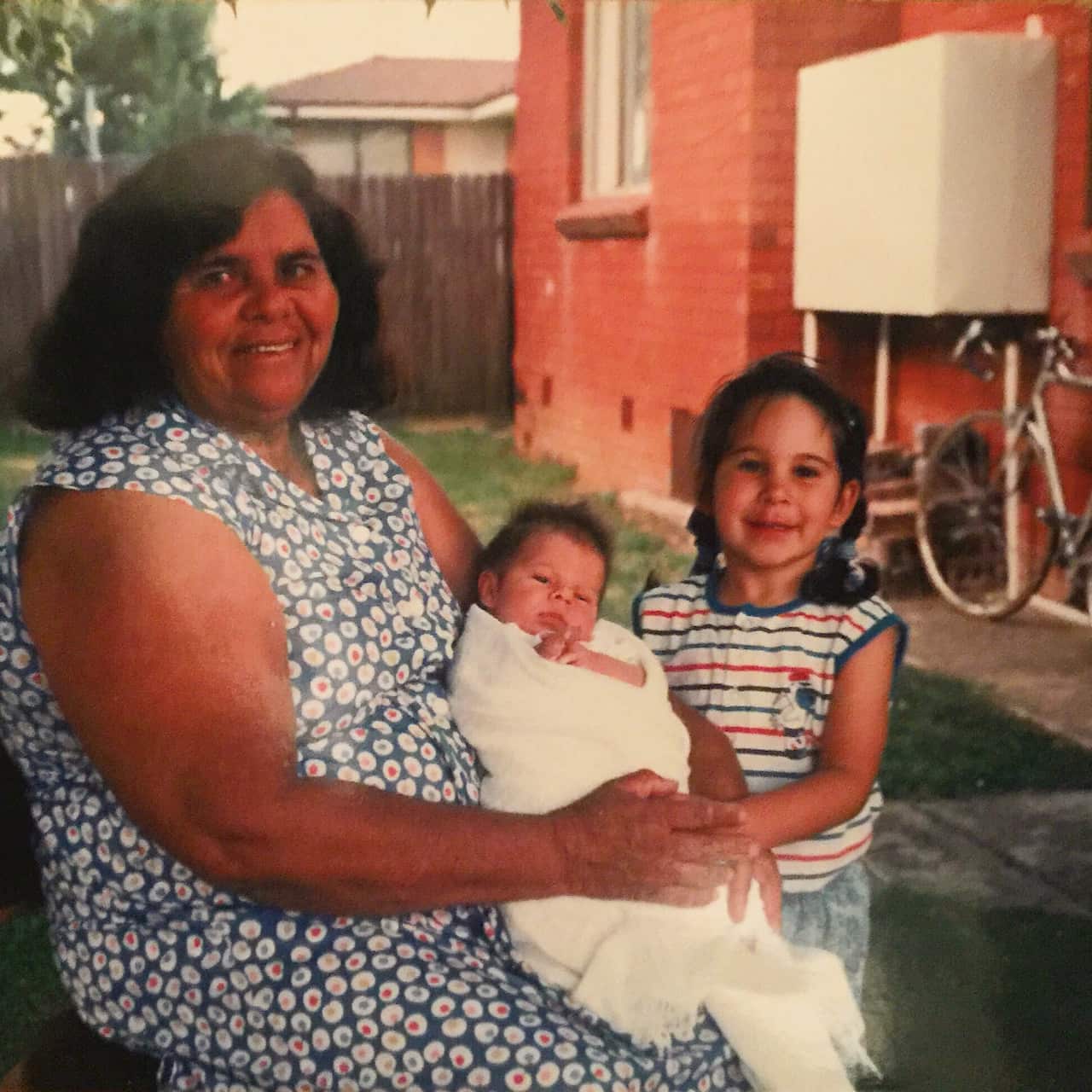 Winters as a baby, held by his grandmother
