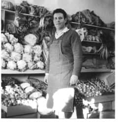 Nicholas Kondelos in his fruit shop in Brighton in the 1970s, which the family still operates 55 years on. (Supplied)