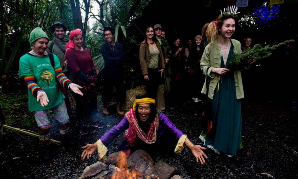 Aiti and Johnny Ganja were married behind the Oasis Cafe, by civil celebrant  Debbie Guest in Nimbin. Mr Ganja was excited not only to spend  the rest of his life with his bride, but also his plant. "Viva Marijuana" he chanted repeatedly.