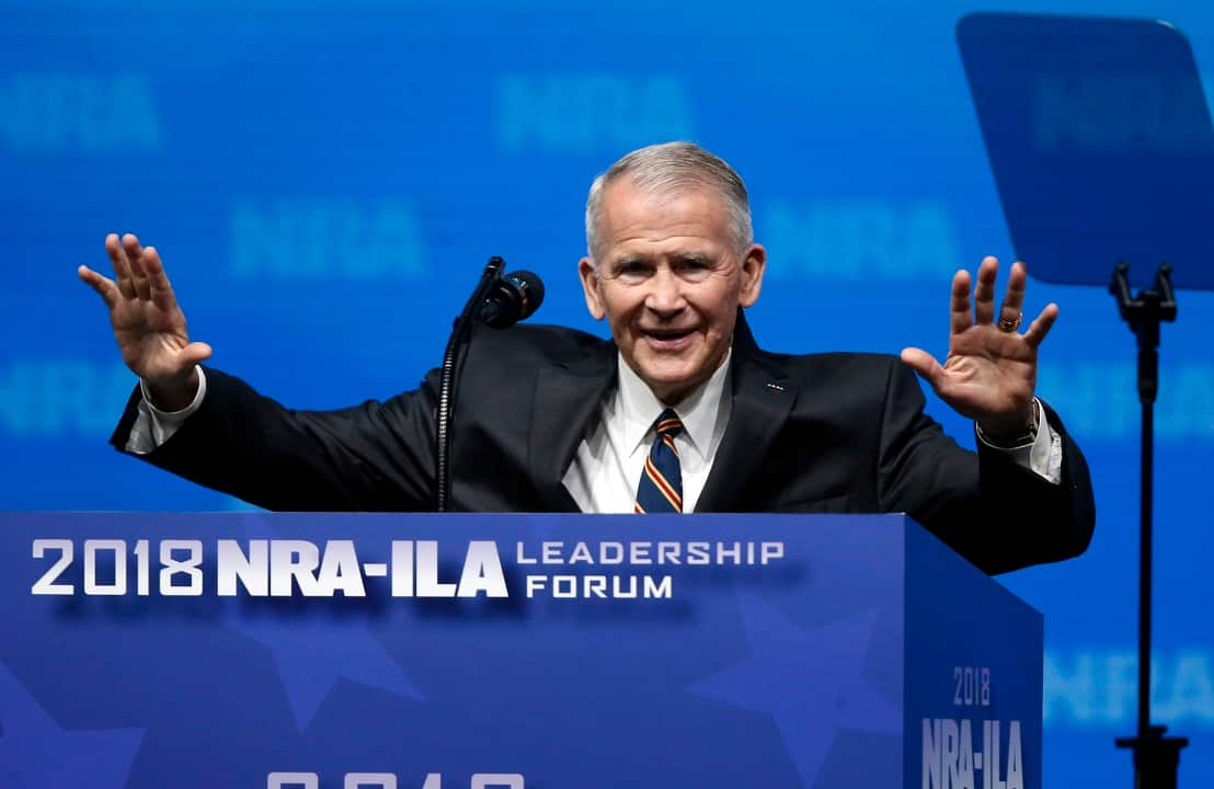 NRA President and retired US Marine Oliver North was embroiled in the Iran-Contra affair.