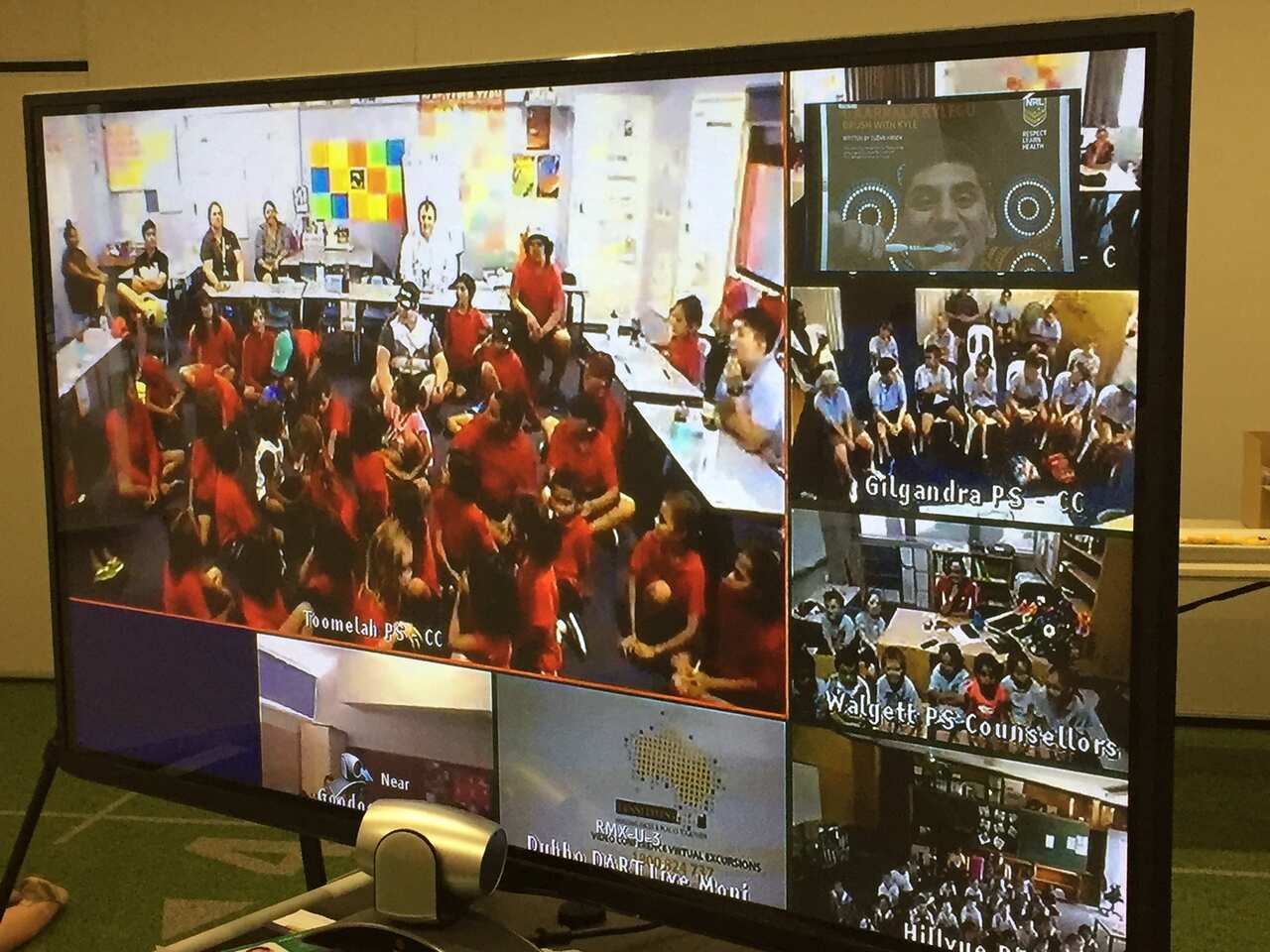 School kids on screen