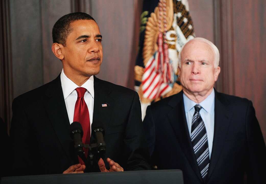 March 2009: Barack Obama and John McCain at the Eisenhower Executive Office Building.