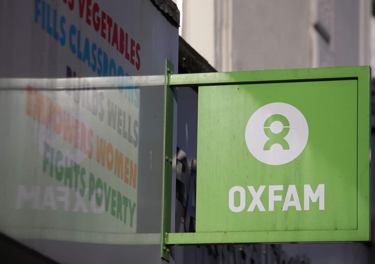 An Oxfam shop sign in London,