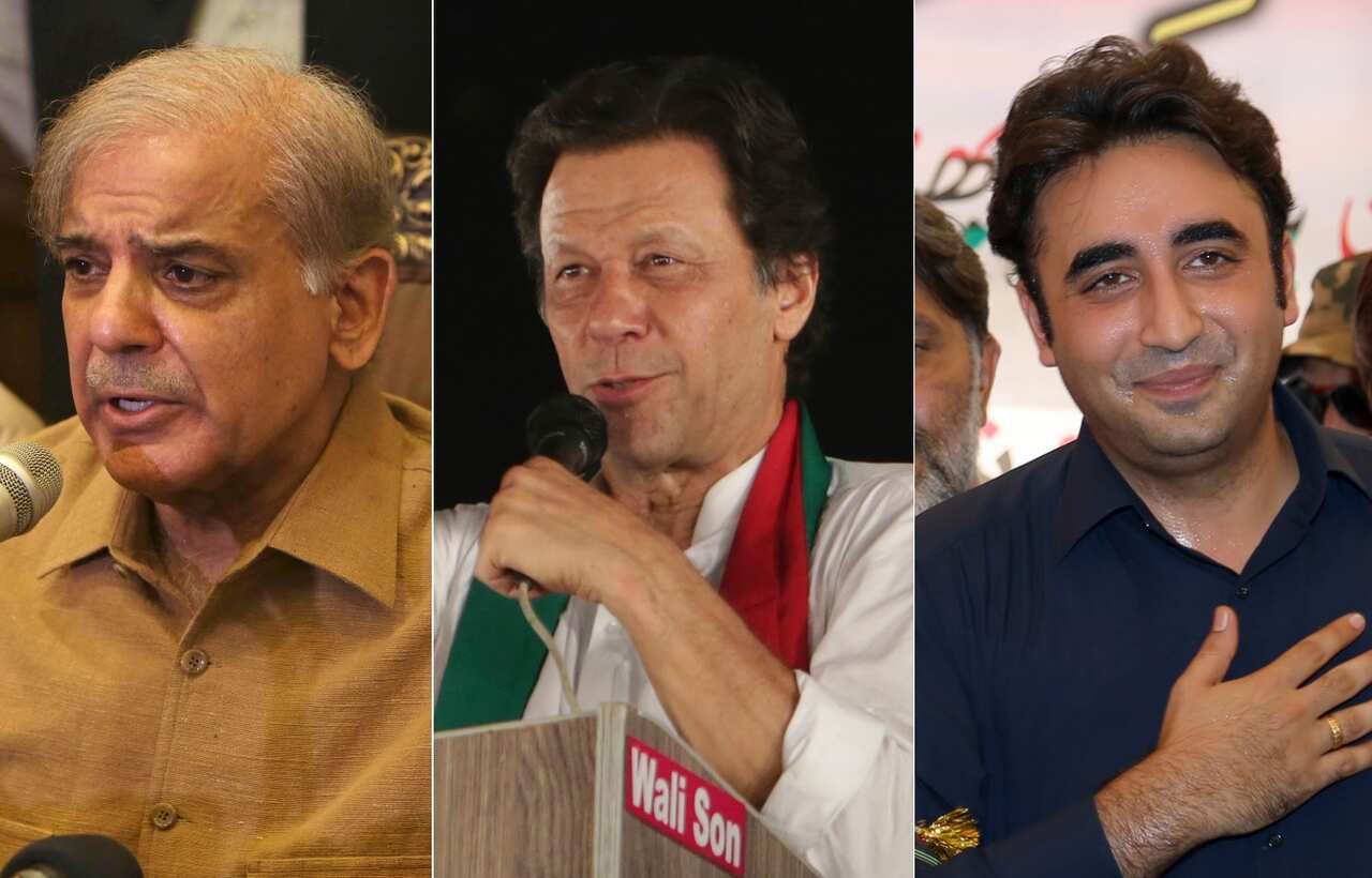 File images of Shahbaz Sharif, Imran Khan and Bilawal Bhutto.