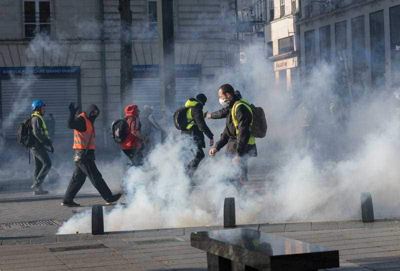 Police fired tear gas at the protesters.