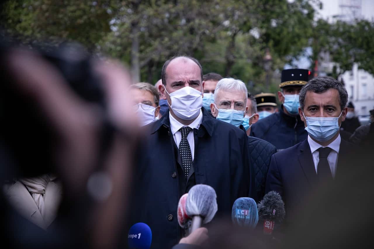 Prime Minister Jean Castex, visiting the scene, said the lives of the two victims "are not in danger, thank God".