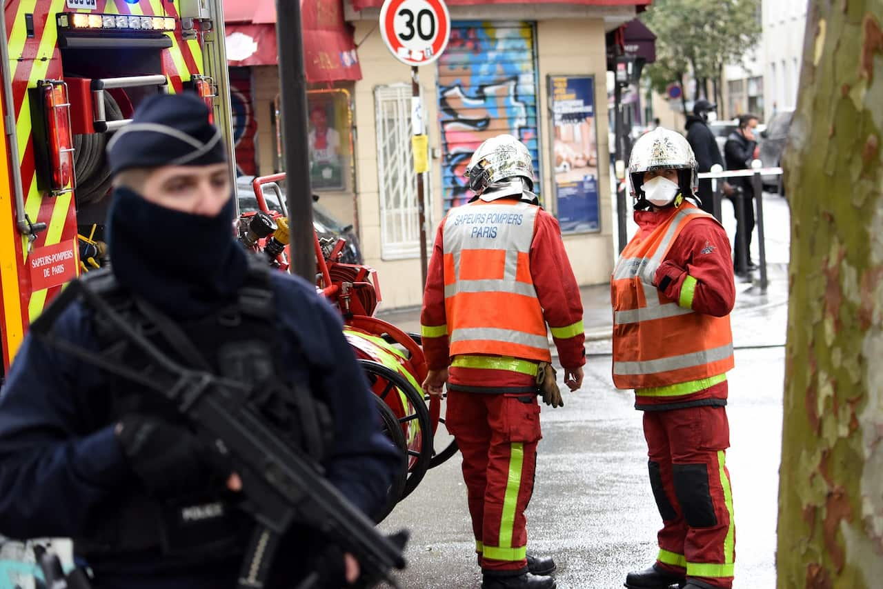 The Premieres Lignes news production agency said the wounded were its employees - a man and a woman taking a cigarette break outside.