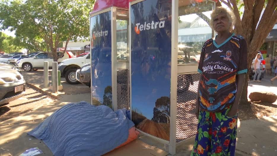 Paula Roberts is sleeping rough in Darwin while waiting for a house in her remote Indigenous community.