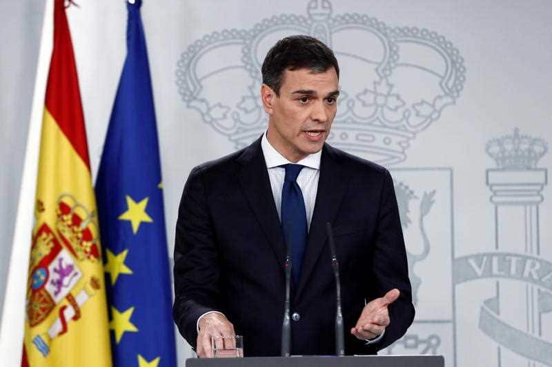 PM Pedro Sanchez offers a press conference to announce his new cabinet at the Moncloa Palace in Madrid, Spain, 06 June 2018.