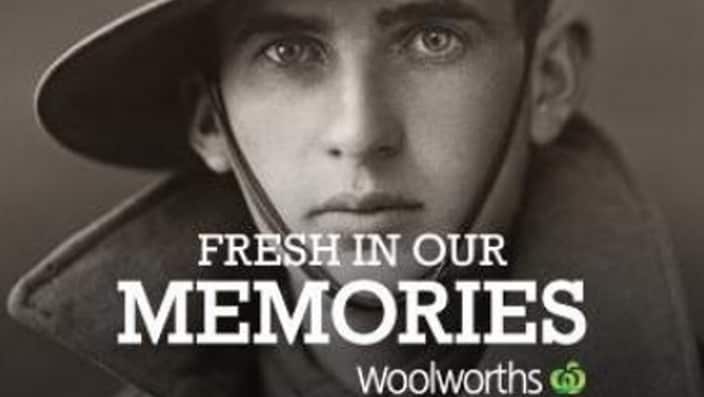 Supplied image obtained Wednesday, April 15, 2015 of an image showing a soldier from a Woolworths Anzac commemoration website. (AAP Image/Supplied) NO ARCHIVING, EDITORIAL USE ONLY