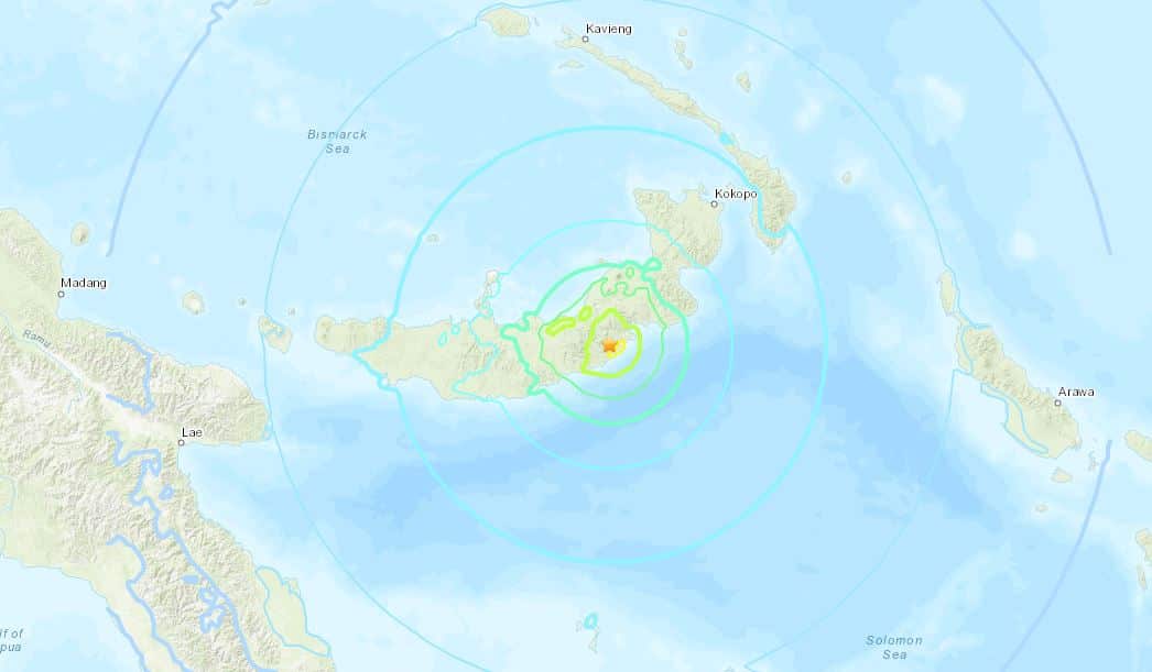 The United States Geological Survey said the PNG quake hit about 125 kilometres (80 miles) east of Kimbe at a depth of around 40km.