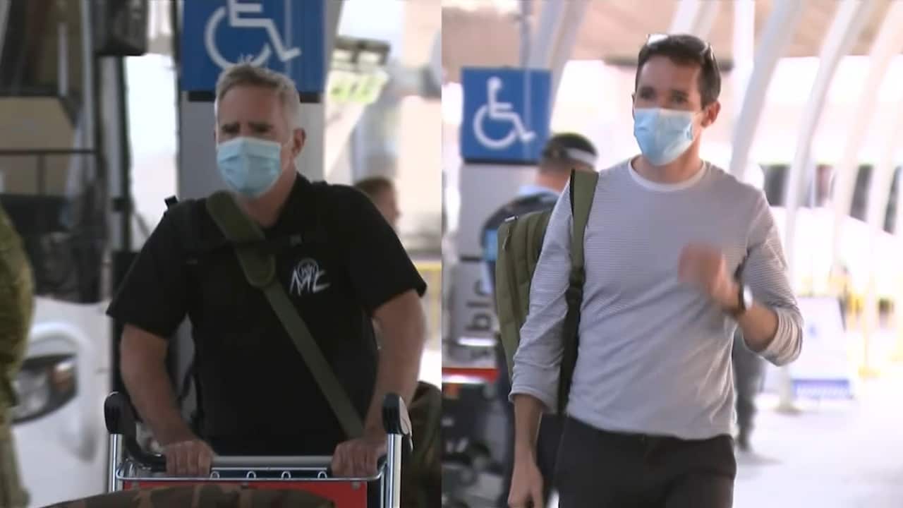Bill Birtles and Michael Smith back at Sydney Airport