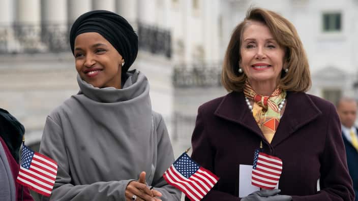 Ilhan Omar with Speaker of the House Nancy Pelosi.