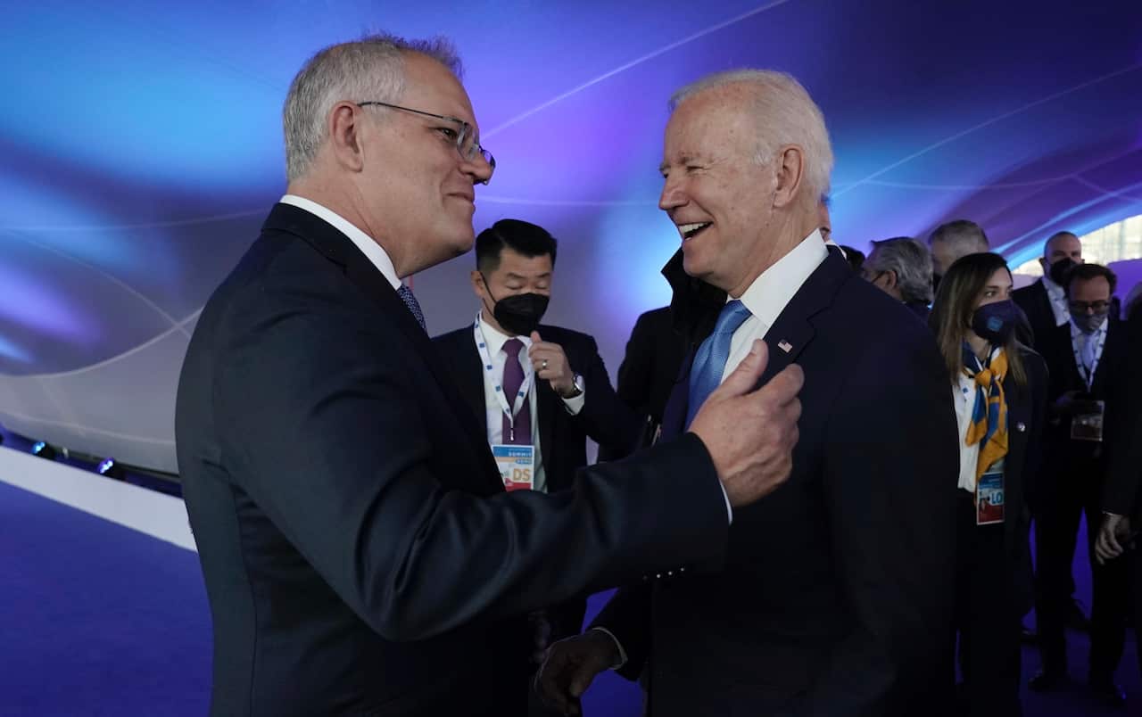PM Scott Morrison meeting US President Joe Biden at G20 Summit in Rome