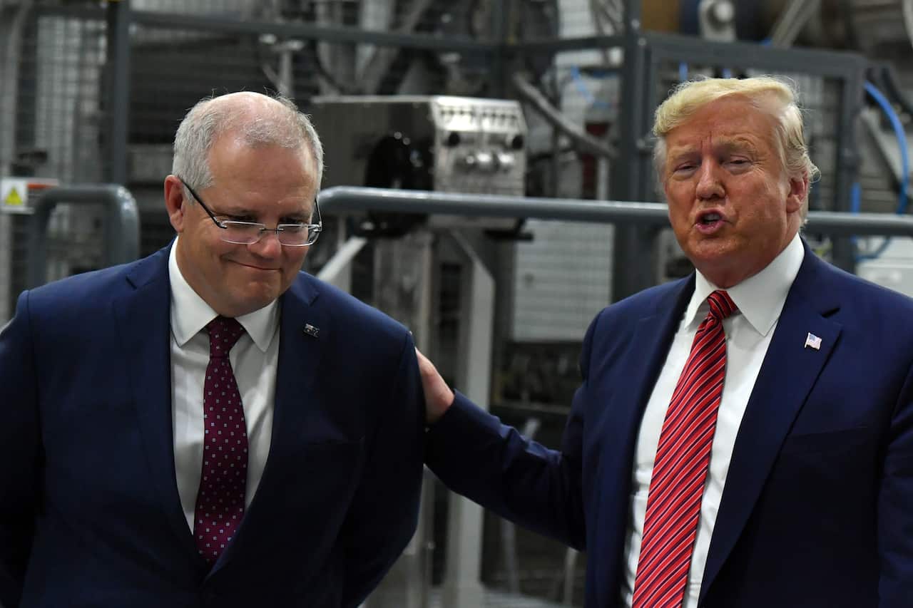Scott Morrison and Donald Trump at the opening of Pratt Paper Plant (AAP)