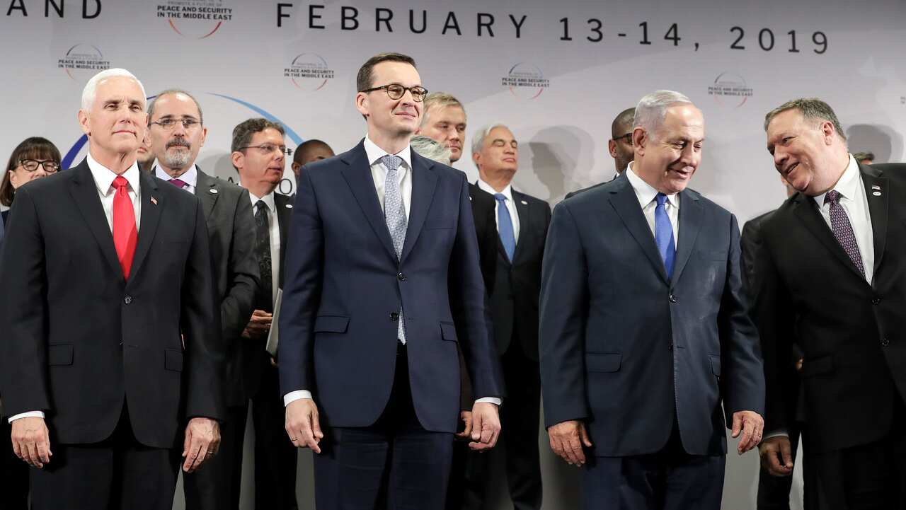 Prime Minister of Poland Mateusz Morawiecki and Israeli Prime Minister Benjamin Netanyahu among world leaders at a conference in Warsaw.