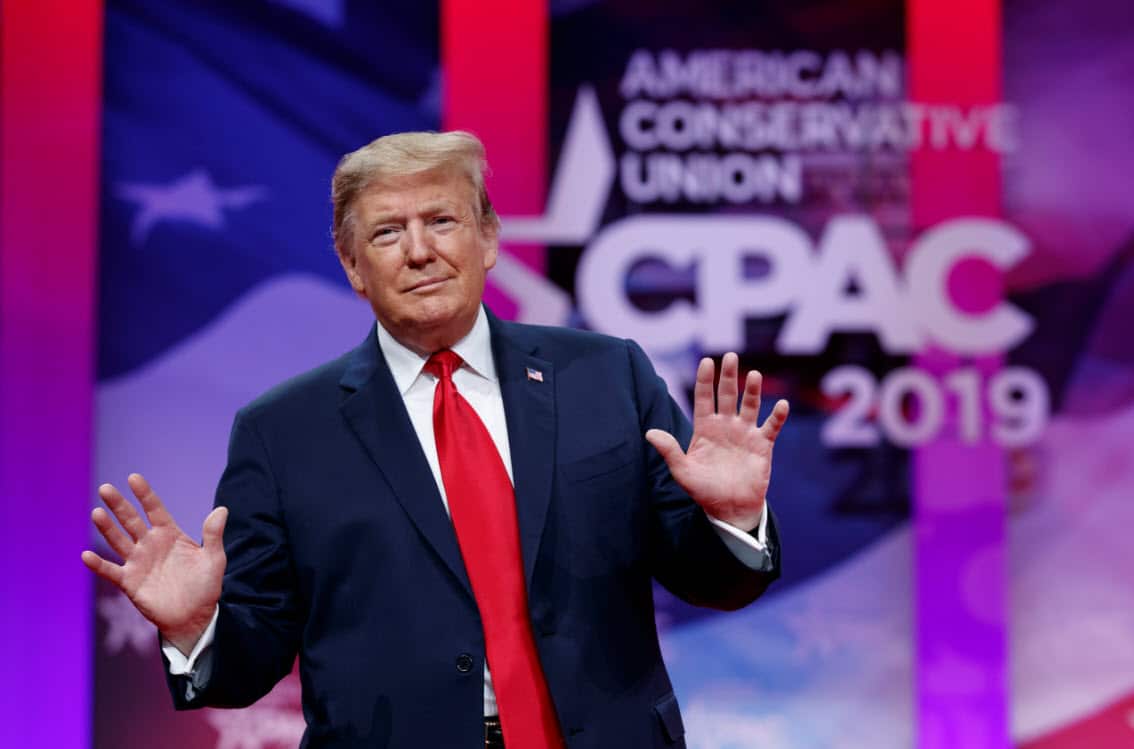 President Donald Trump cheering the crowd