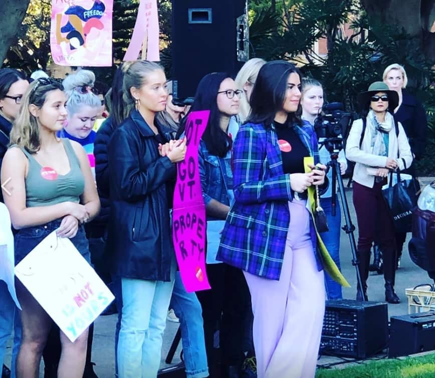Bella Ziade leading the protests. 