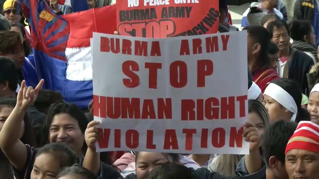 Kachin, Karen and Chin migrants and refugee's protesting in front of WA Parliament.