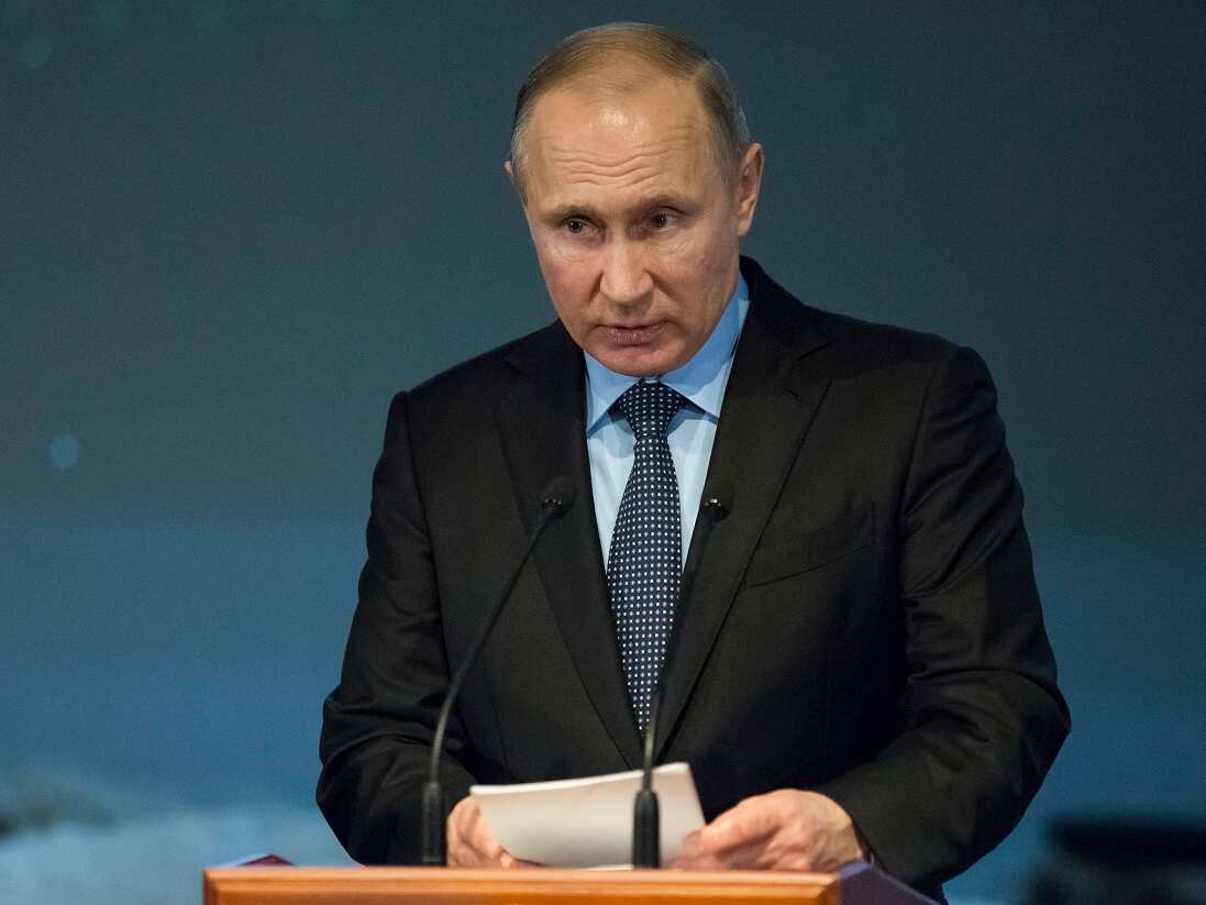 Russian President Vladimir Putin speaks during his meeting with Israeli Prime Minister Benjamin Netanyahu.