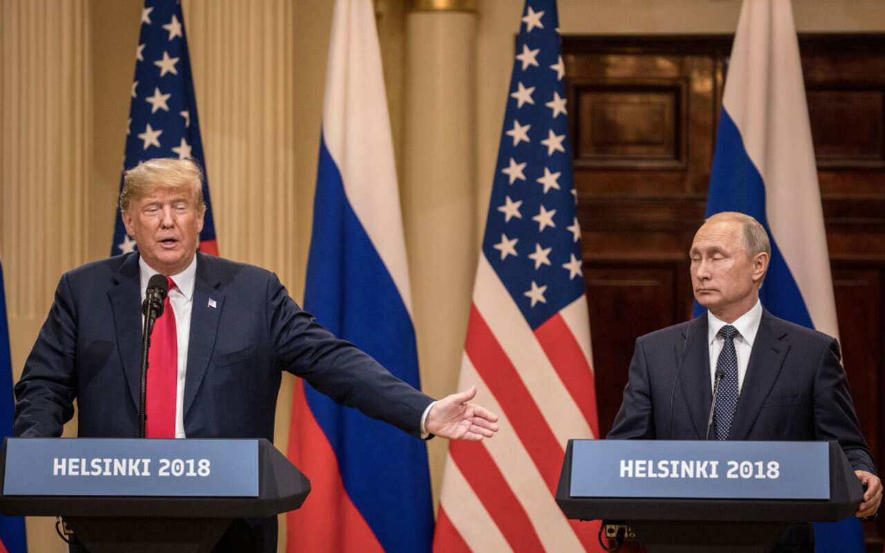 President Trump and President Putin during their summit in Finland.