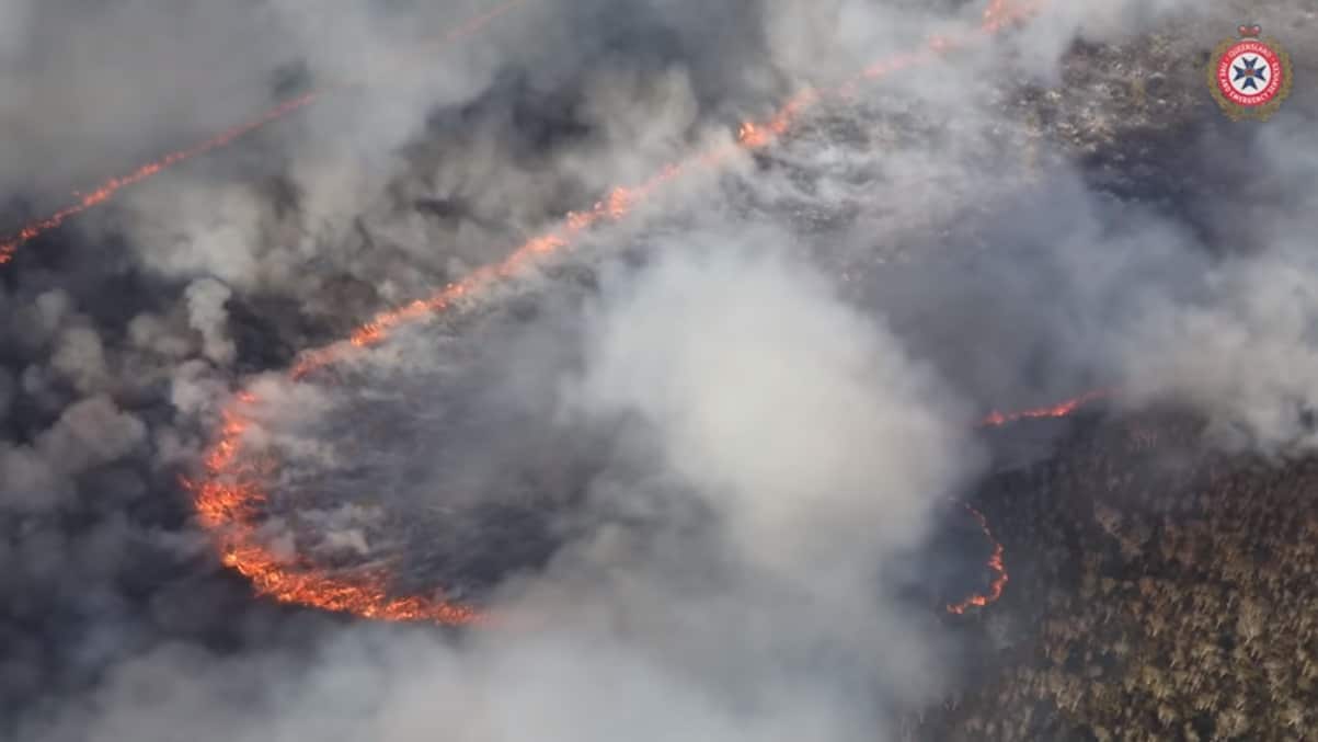 The most dangerous bushfire is a destructive blaze at Peregian on the Sunshine Coast.