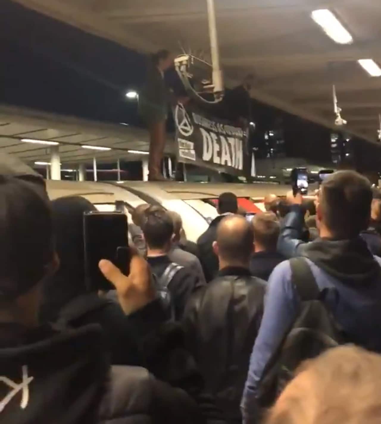 Angry commuters and protesters clashed during the protest, which brought transport to a standstill.