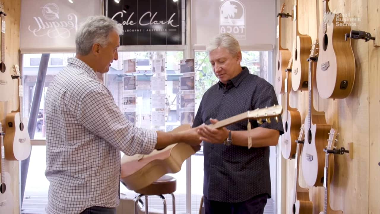 Brothers  Richard and David Berkman sell musical instruments and provide training at Big Music in Sydney.