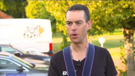 Richie Porte speaks with SBS News after the race. 