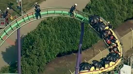 24 people stranded on the Joker's Jinx roller-coaster.