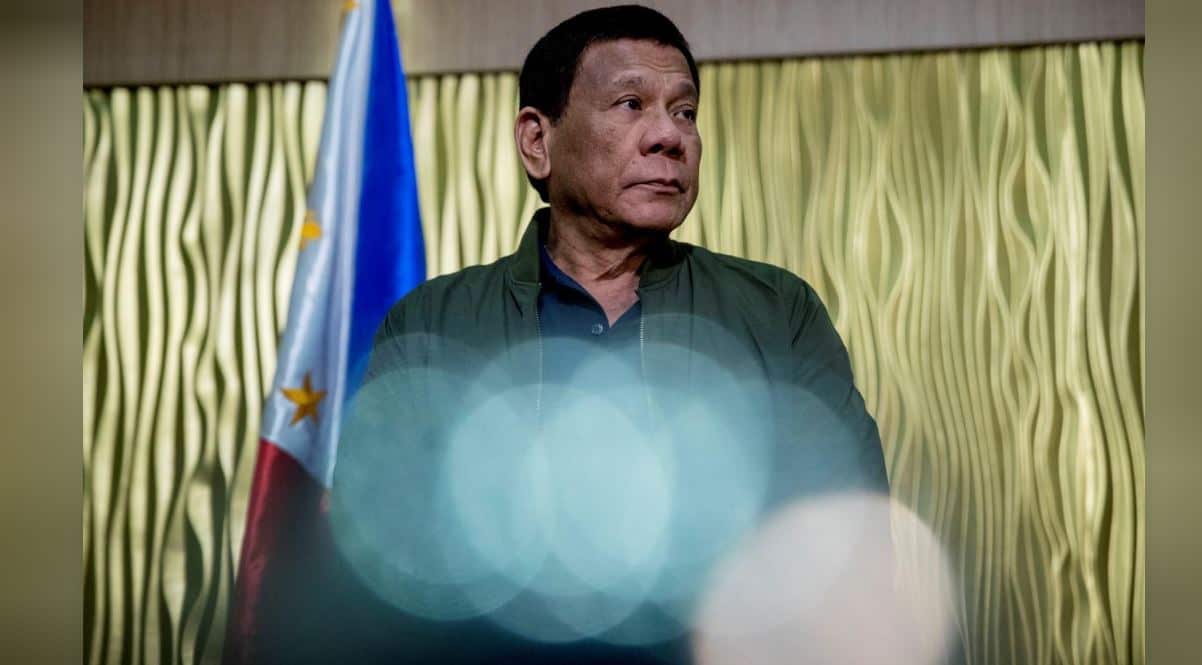 Philippines President Rodrigo Duterte arrives to greet the US Secretary of State Mike Pompeo at Colonel Jesus Villamor Air Base in Manila.