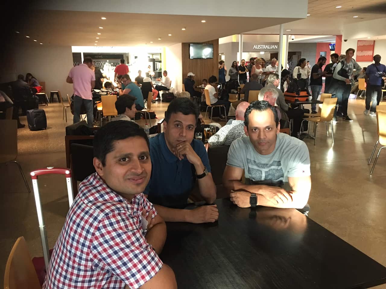 Sanjeev Pandey (pictured left) with friends Keshab Sapkota (pictured middle) and Om Gautam (pictured right).