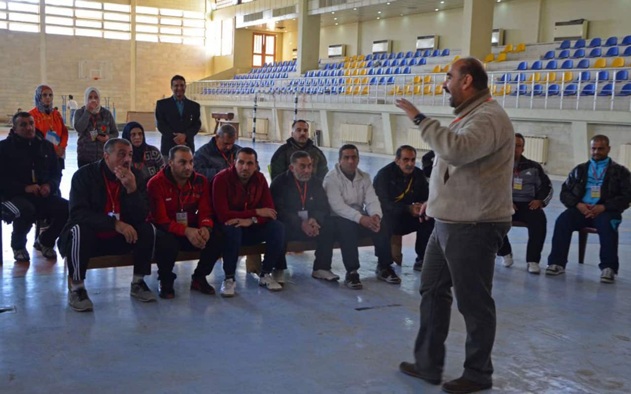 Ahmad Waadallah, a professor of psychology, leads a training to school teachers on how best to handle students suffering from trauma.