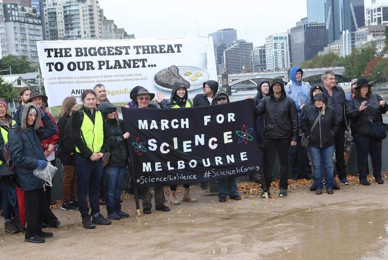 March for Science protestors gathered in Melbourne.