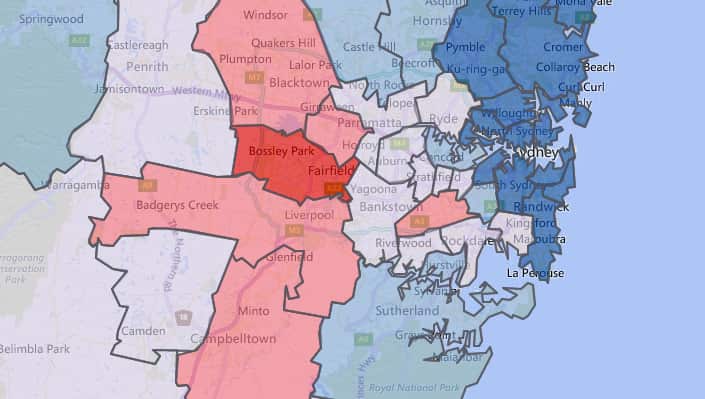 Diabetes Australia map of diabetes prevalence in Sydney