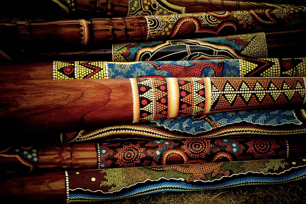 Didgeridoos being sold to tourists.