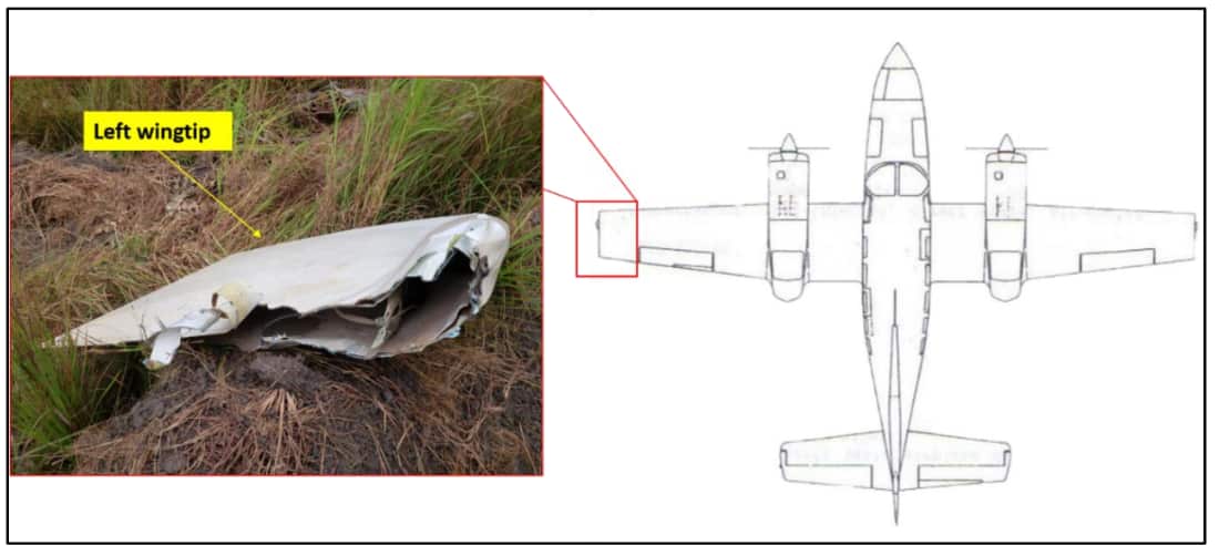 Wing tip sheered off during landing.