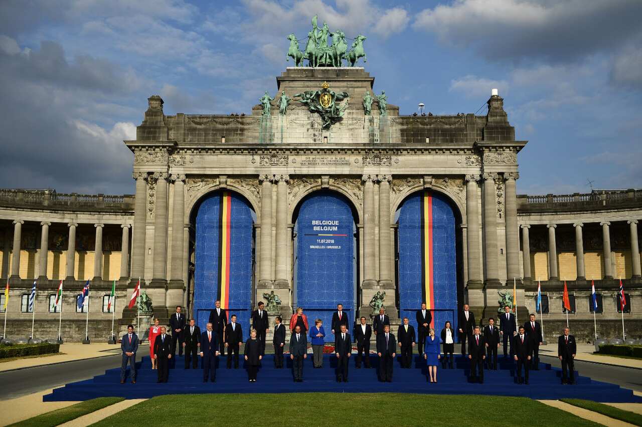 NATO leaders at the Parc du Cinquantenaire in Brussels. 