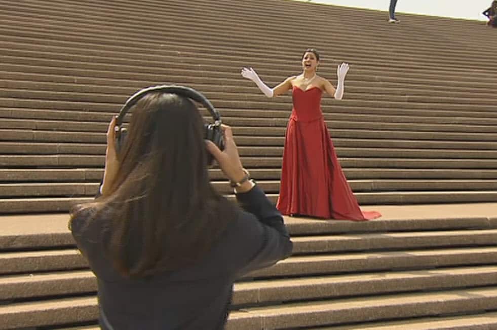 Opera Australia's Stacey Alleaume rehearses for the world-first 'silent opera'