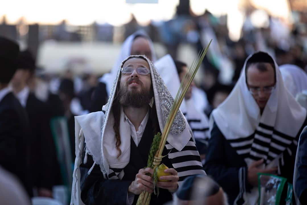 Ceremony for the Jewish holiday of Sukkot in Jerusalem.