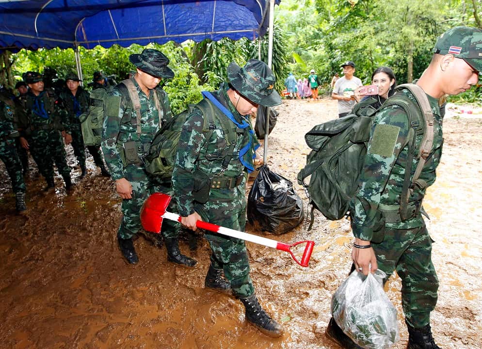 Thai military personnel carry out the rescue operation.