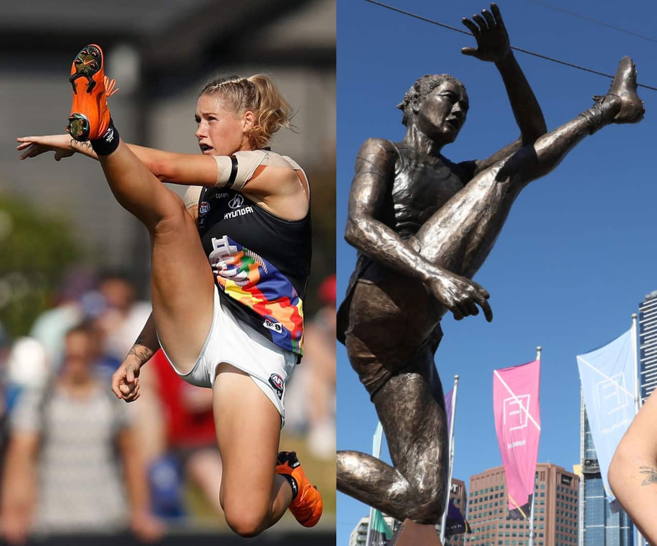 Aflw Star Tayla Harris Statue Unveiled In Fed Square Sbs The Feed 