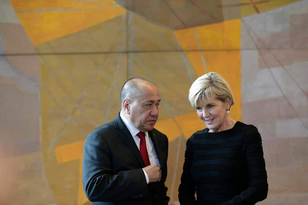 Australia's Julie Bishop and Timor Leste's Agio Pereira have signed a treaty at the United Nations defining a new maritime border between the two nations. 