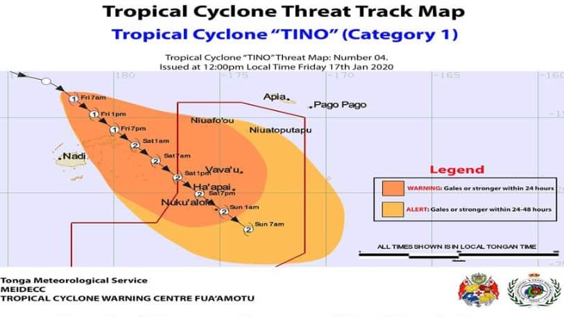 Tonga's main island, Tongatapu, is in the forecast pathway of the cyclone.