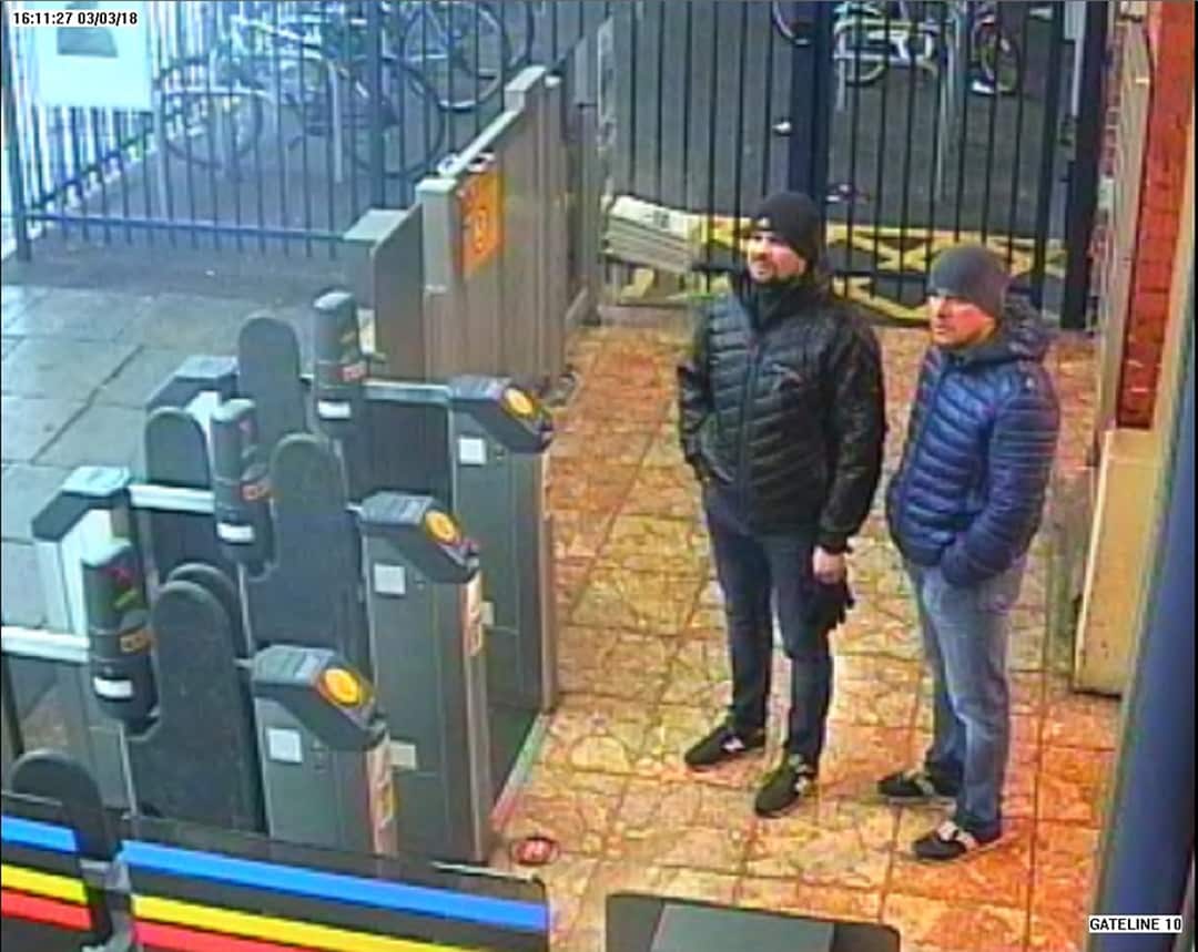 A CCTV image of the Russian Nationals now named as Anatoliy Chepiga and Alexander Mishkin at Salisbury train station.