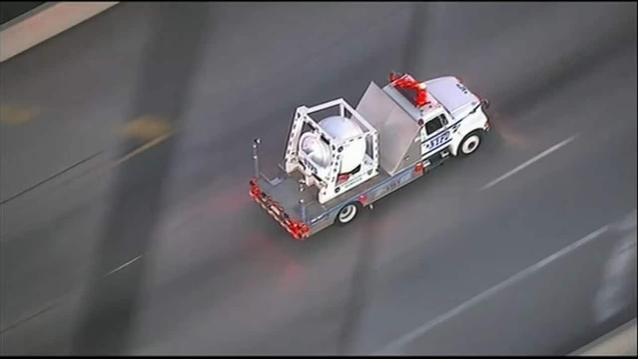 The package has been placed in an NYPD bomb containment truck. 